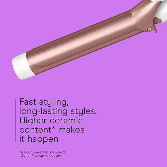Conair Double Ceramic Curling Iron, 1 1/2" Extra-Long Barrel, Rose Gold - Picture 4 of 7